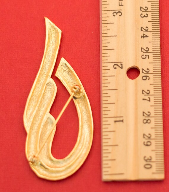 Vintage Gold Tone Wavy Curly Abstract Brooch - F9 - image 2