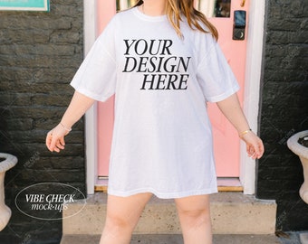 White Comfort Colors 1717 モックアップ：トレンドのレトロTシャツ（JPEGデジタルファイル）