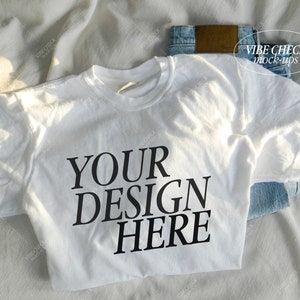 Comfort Colors 1717 White Mockup | Folded Mockup | 1717 Shirt Mockup | Tshirt Mockup | Comfort Colors Mockup | Trendy Mockup | Retro Mockup