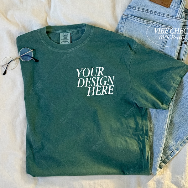 Comfort Colors 1717 Mockup Blue Spruce | Folded Mockup | 1717 Shirt Mockup | Tshirt Mockup | Comfort Colors Mockup | Trendy Mockup