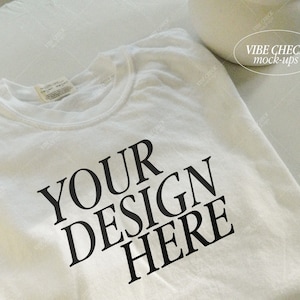 Comfort Colors 1717 Mockup White | Folded Mockup | 1717 Shirt Mockup | Tshirt Mockup | Comfort Colors Mockup | Trendy Mockup | Retro Mockup