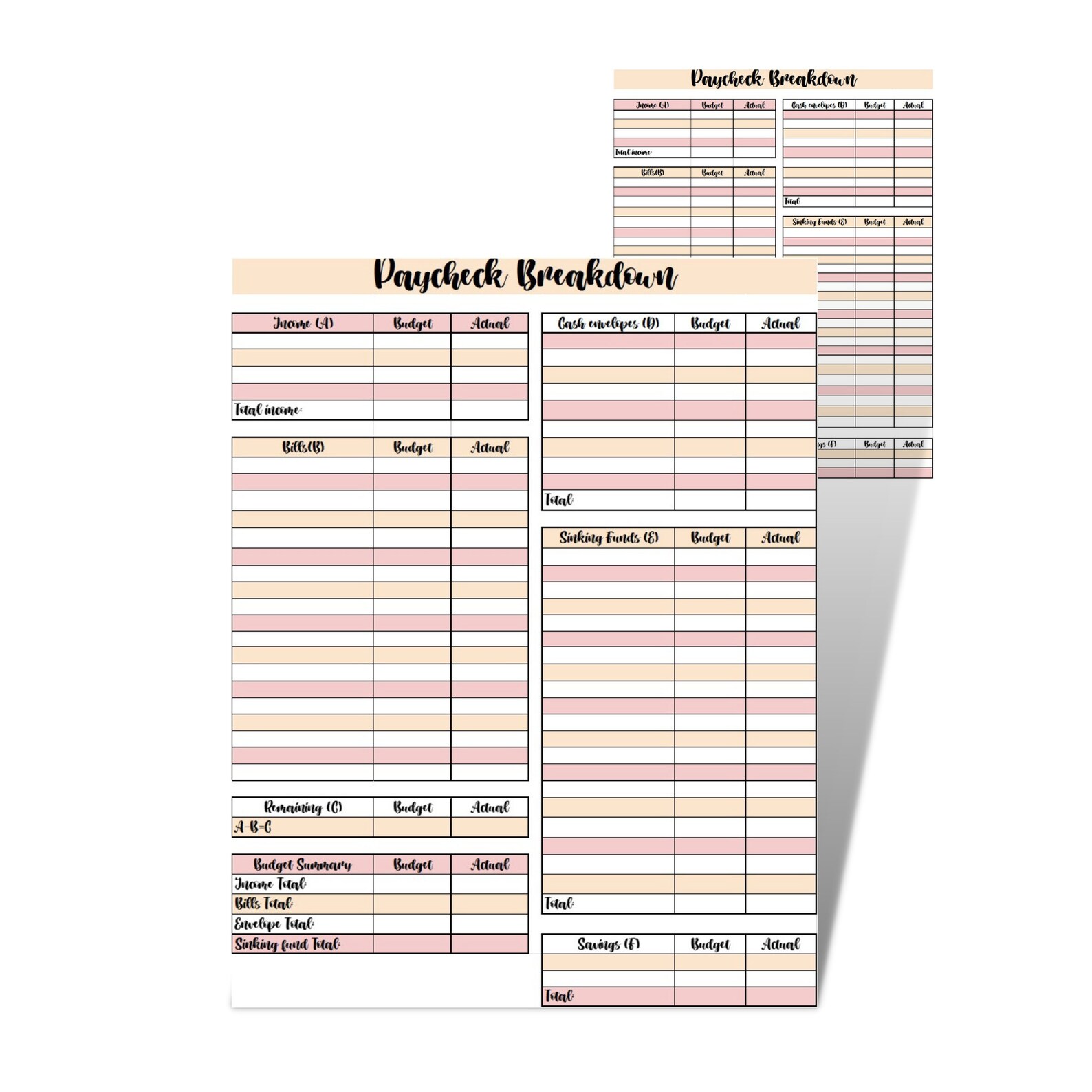 Paycheck Envelope Breakdown Digital Template Etsy