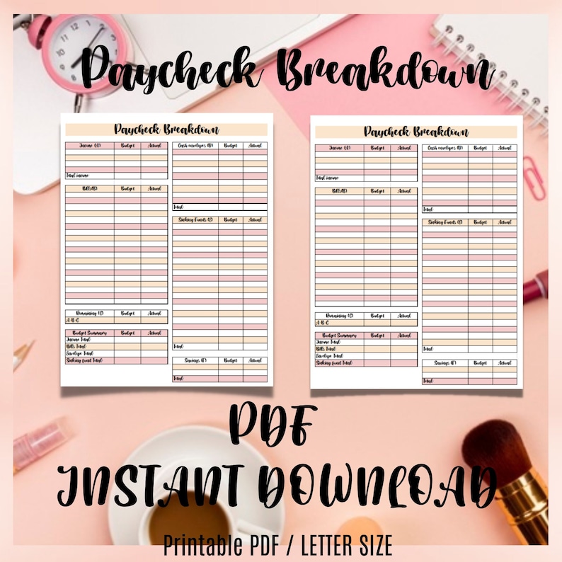 Paycheck Envelope Breakdown Digital Template Etsy