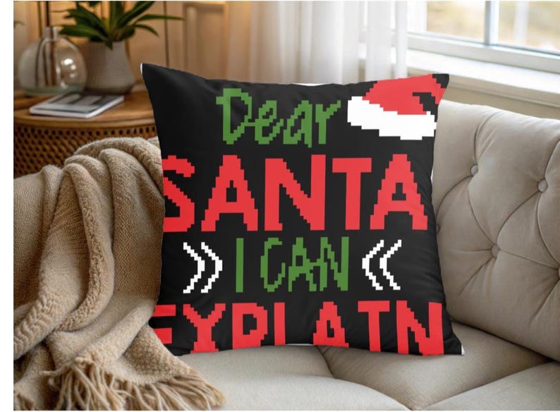 Santa I Can Explain Crochet Graphghan Christmas Pillow - Etsy