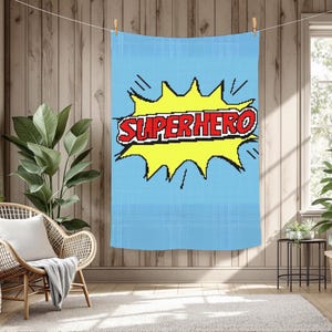 Coperta per bambini con motivo Graphghan dei supereroi