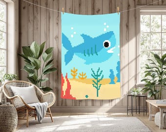 Blue Shark Graphghan Children's Throw
