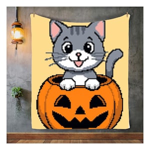 Kitty Pumpkin C2c Graphghan Crochet Pattern