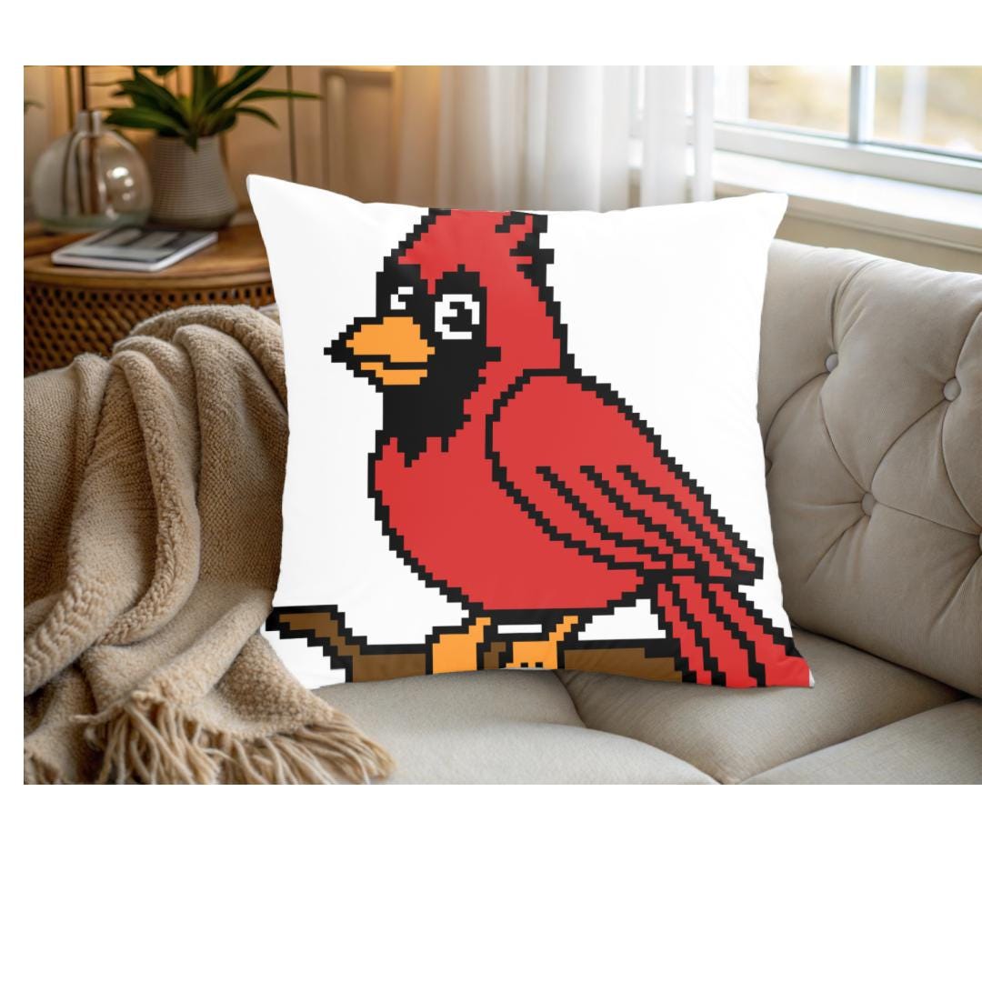35 Cardinal Crochet Patterns to Stitch for Gifts, Decor, and Bird Lovers 2 Cardinal tapestry/pillow Crochet Graphghan Pillow