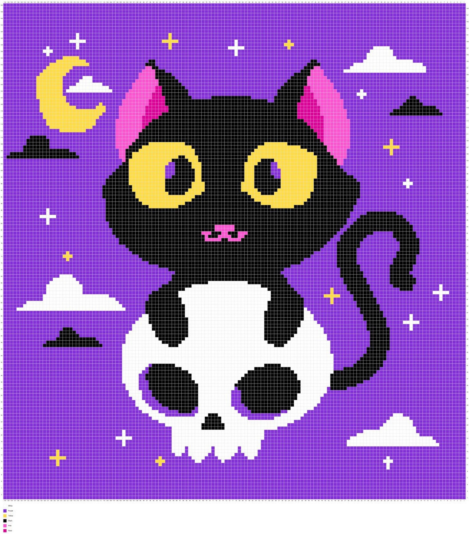 Spooky Cat Graphghan Pattern - Etsy