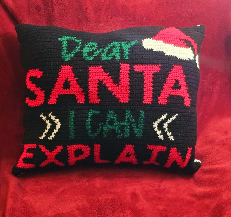 Santa I Can Explain Crochet Graphghan Christmas Pillow - Etsy