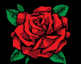 Red Rose Graphghan Pattern
