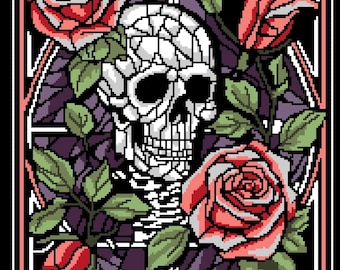 Stained Glass Skull Crochet Graphghan Pattern