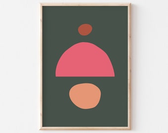 Dark Green and Pink Art Print, Abstract Art, Dark Green and Pink Abstract Print, Pink and Dark Green, A5 A4 A3 A2, Gift, Gallery Wall