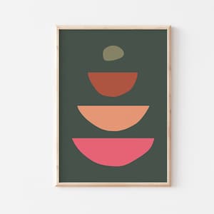 Dark Green and Pink Art Print, Abstract Art, Dark Green and Pink Abstract Print, Pink and Dark Green, A5 A4 A3 A2, Gift, Gallery Wall image 1