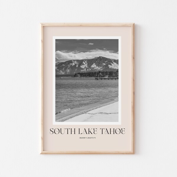 South Lake Tahoe Travel Print, South Lake Tahoe Poster, South Lake Tahoe Travel Photo, Black and White South Lake Tahoe Canvas
