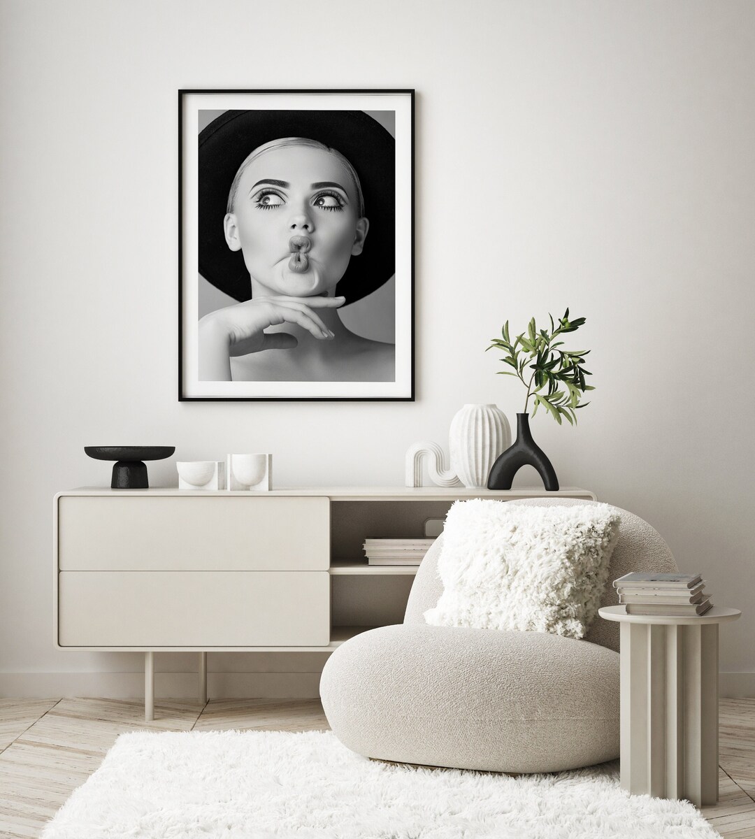 Black and White Fashion Wall Art Monochrome Poster Twiggy Etsy