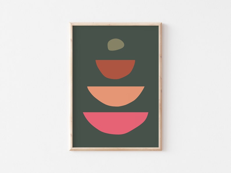 Dark Green and Pink Art Print, Abstract Art, Dark Green and Pink Abstract Print, Pink and Dark Green, A5 A4 A3 A2, Gift, Gallery Wall image 1