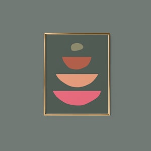 Dark Green and Pink Art Print, Abstract Art, Dark Green and Pink Abstract Print, Pink and Dark Green, A5 A4 A3 A2, Gift, Gallery Wall image 2