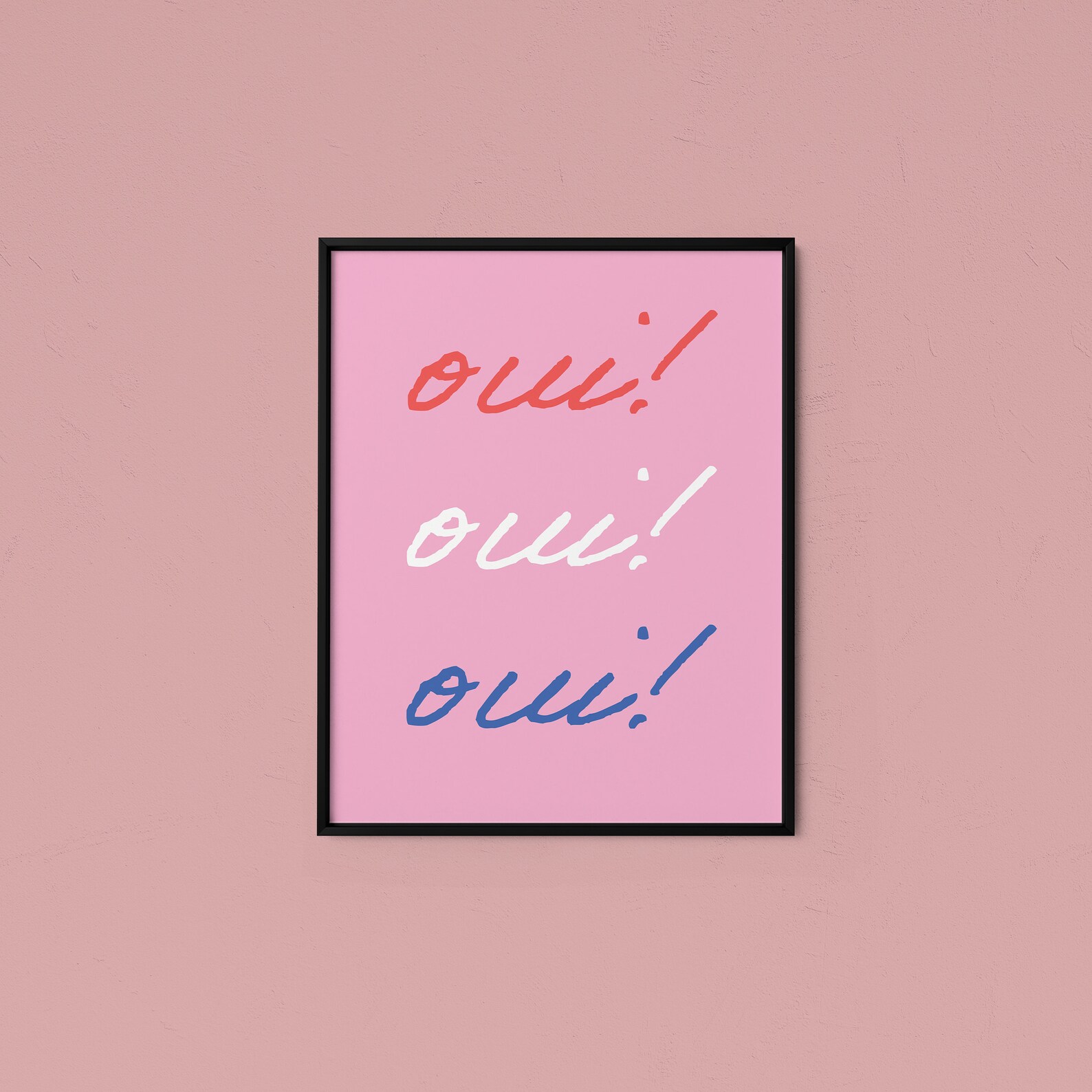 Oui Oui Oui French Words Print Quote Print Pink Red Style Etsy