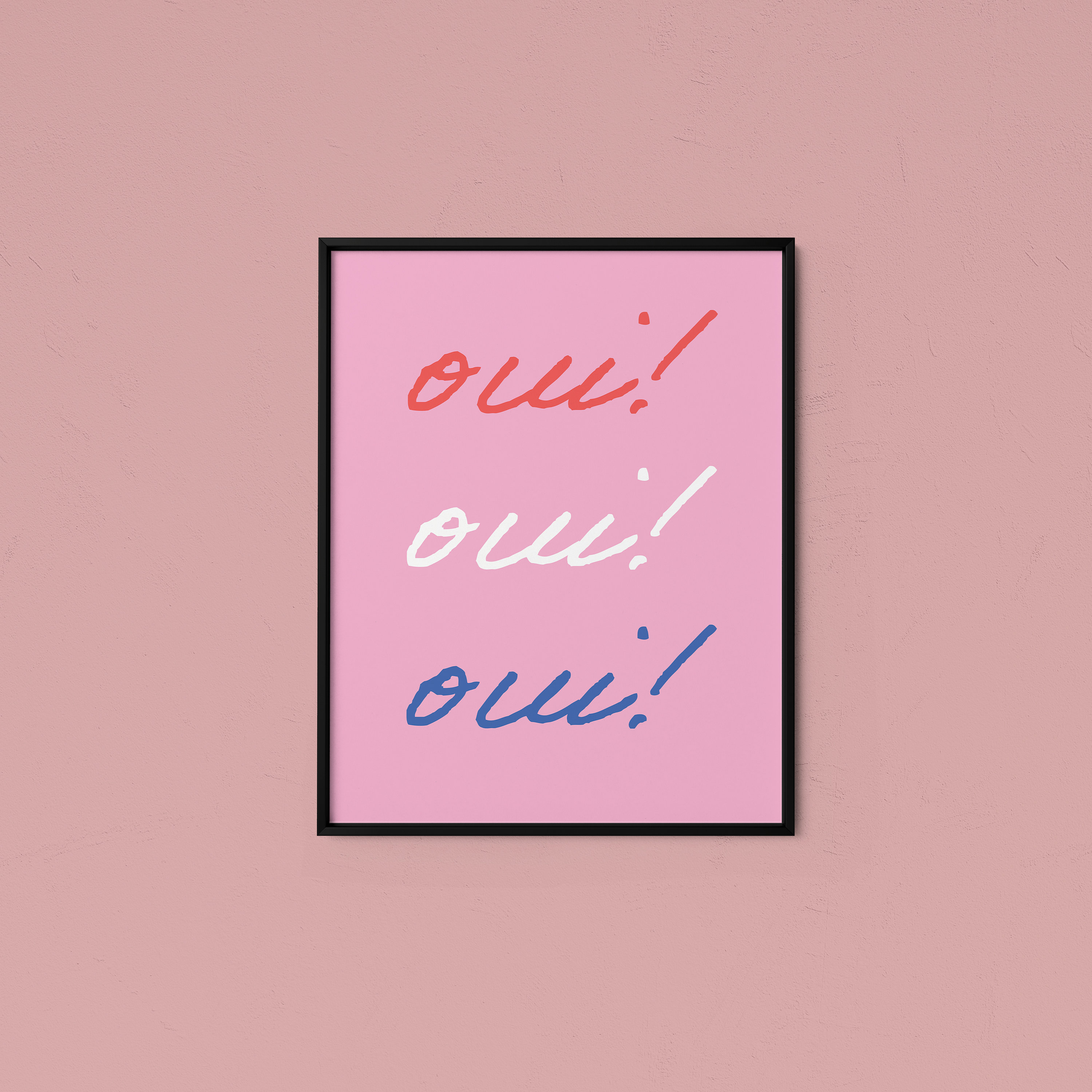 Oui Oui Oui French Words Print Quote Print Pink Red Style | Etsy