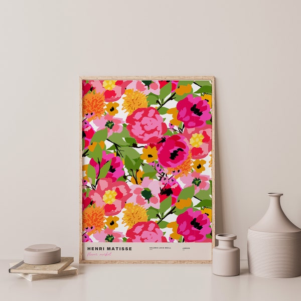 Pink Abstract Matisse Print, Henri Matisse, Flower Market Print, Flower Market Poster, Exhibition Poster, A5 A4 A3 A2 A1 A0