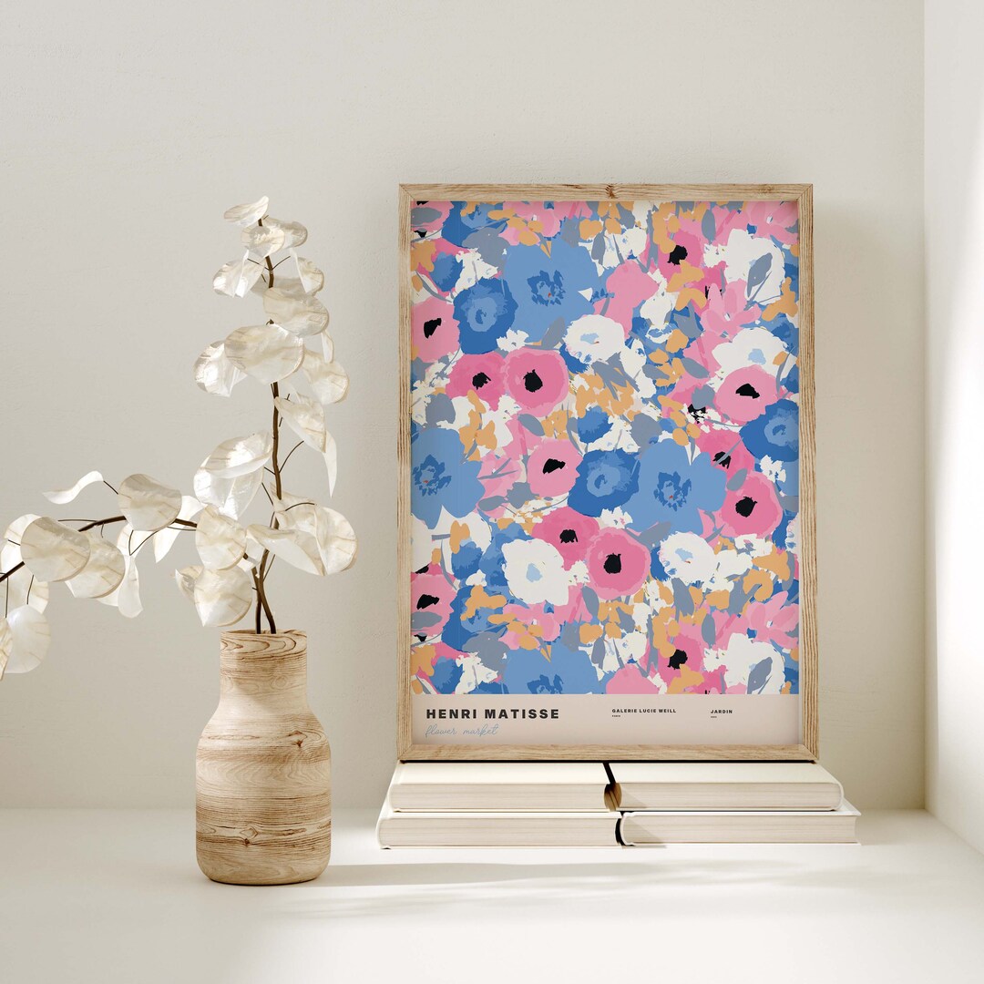 Pink Blue Abstract Matisse Print, Henri Matisse, Flower Market Print ...