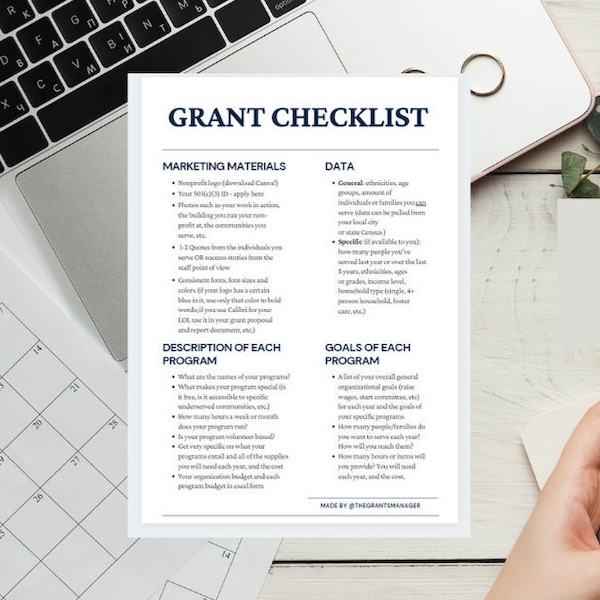 Grant Management Checklist Template Etsy