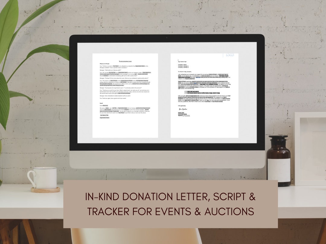 Inkind Donation Template Package Inkind Solicitation Etsy