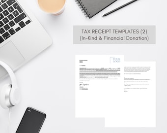 Tax Receipt Templates | In-Kind Donation Receipts | Financial Donation Receipts | Fundraising | IRS Documents | Acknowledgement Letters