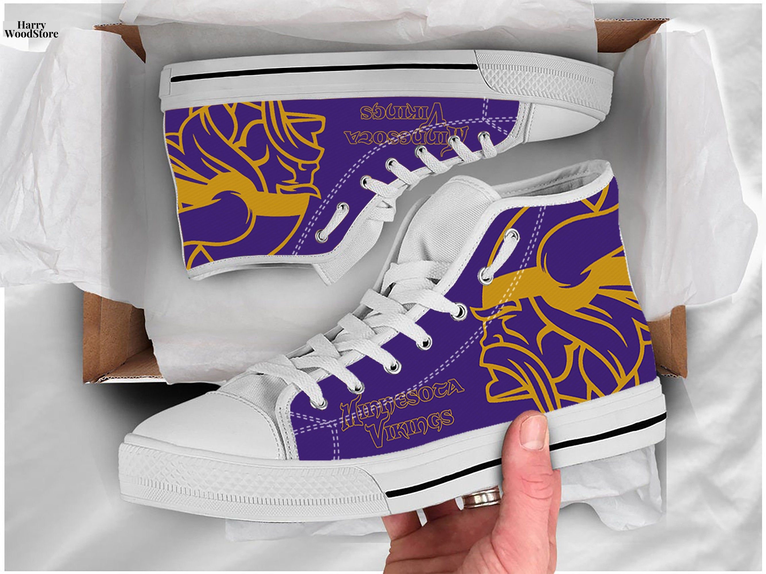 Minnesota Vikings Canvas Shoes Birthday Unisex Father�s Etsy