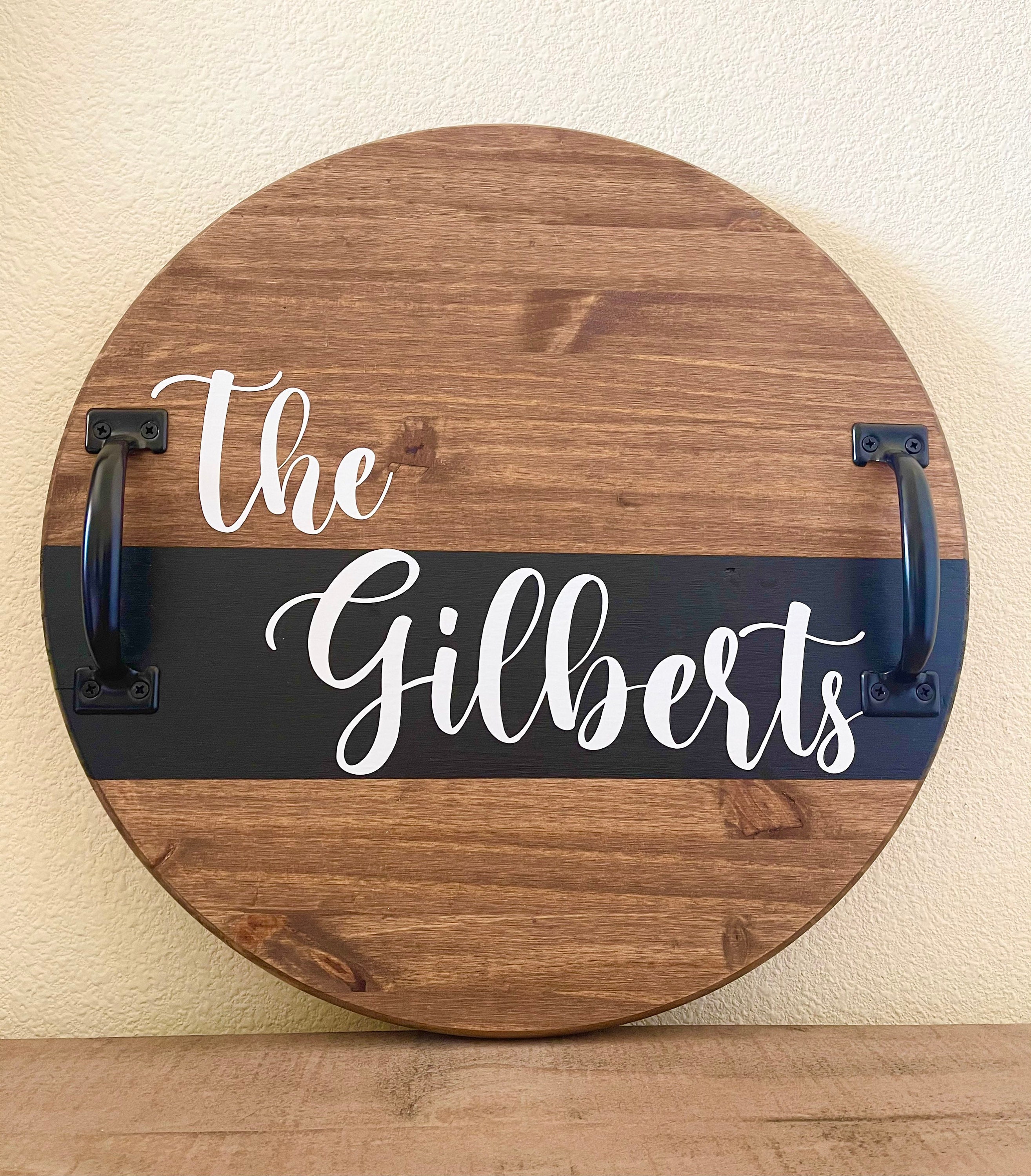 Serving Tray with handle Last name Personalized Custom wood Etsy