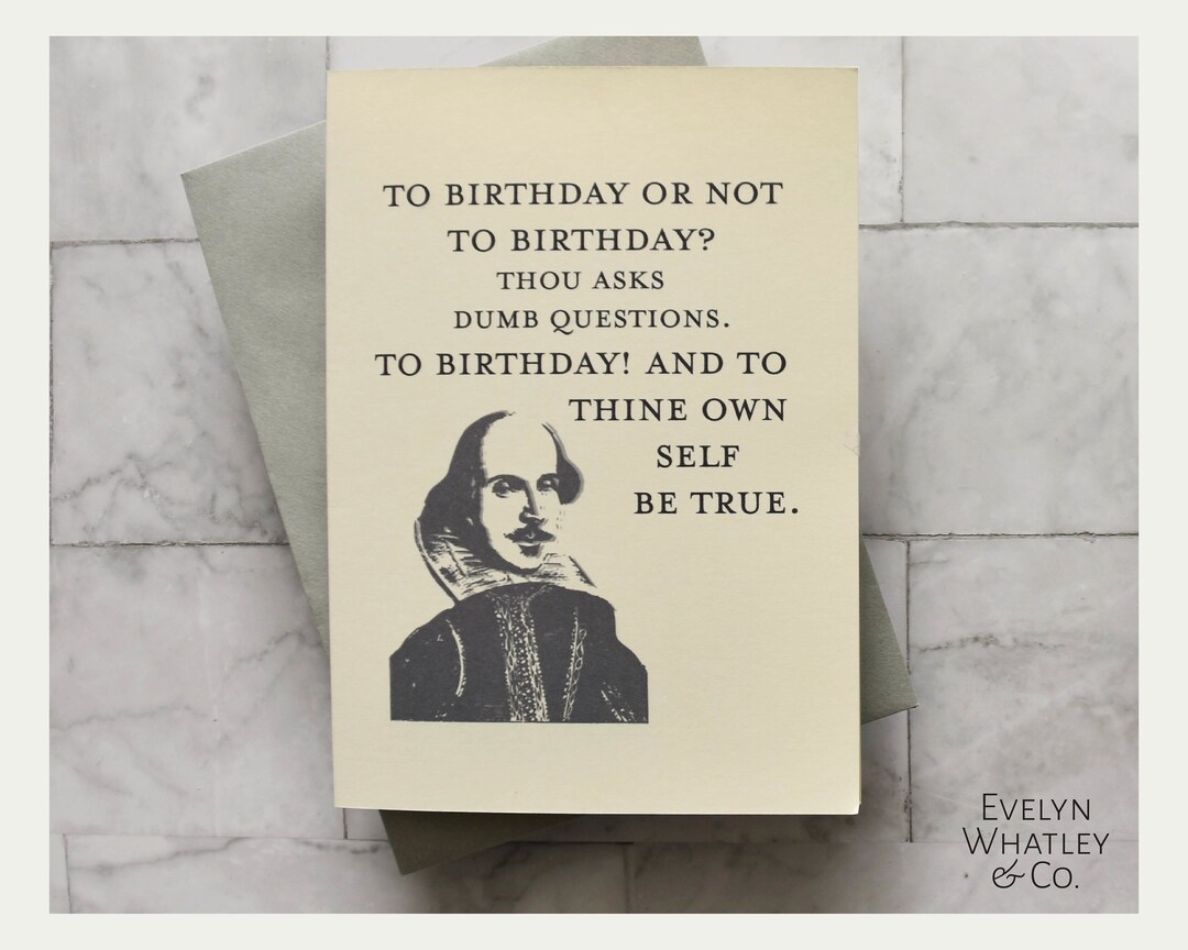Shakespeare Birthday Card Etsy