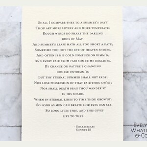 Print - Shakespeare's Sonnet 18 "Shall I Compare Thee"