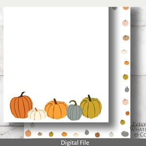 Archivo de membrete digital - Pueblo de calabazas otoñales / 12,7 x 18,8 cm / 21,5 x 28 cm