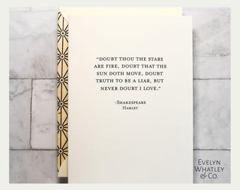Shakespeare Hamlet Love Card: Romantic Anniversary, Birthday - Limited Edition - Choose Inside Sentiment
