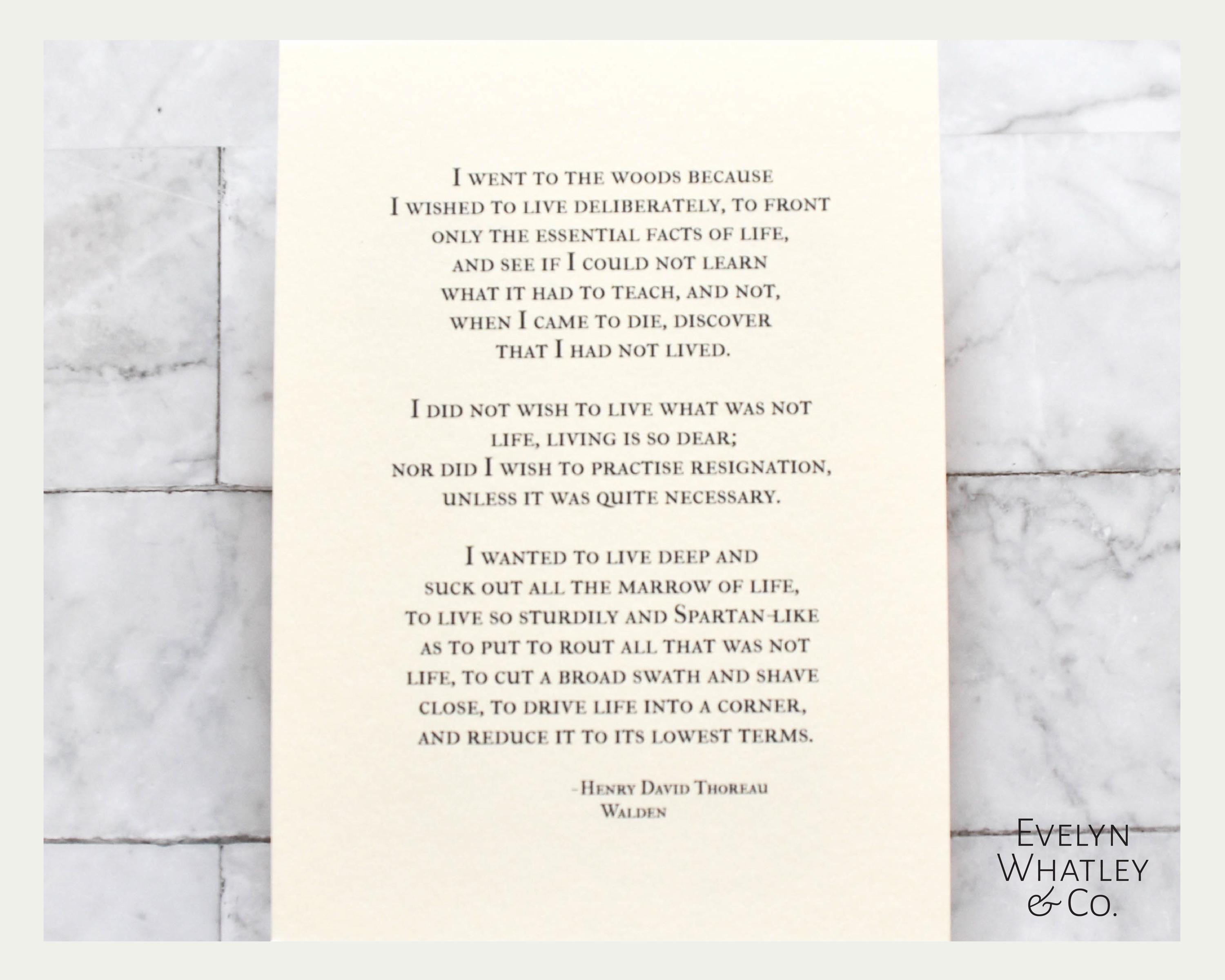 I Went Into the Woods - Henry David Thoreau 'walden' Print - Etsy