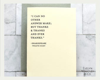 Shakespeare Quote Thank You Cards: Sage Green A1 Box Set