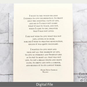 Thoreau &#39;Walden&#39; Quote Print: Live Deliberately (Digital Download)