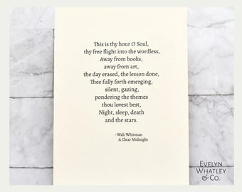 A Clear Midnight - Night, Sleep, Death and the Stars - Walt Whitman Print 5 x 7