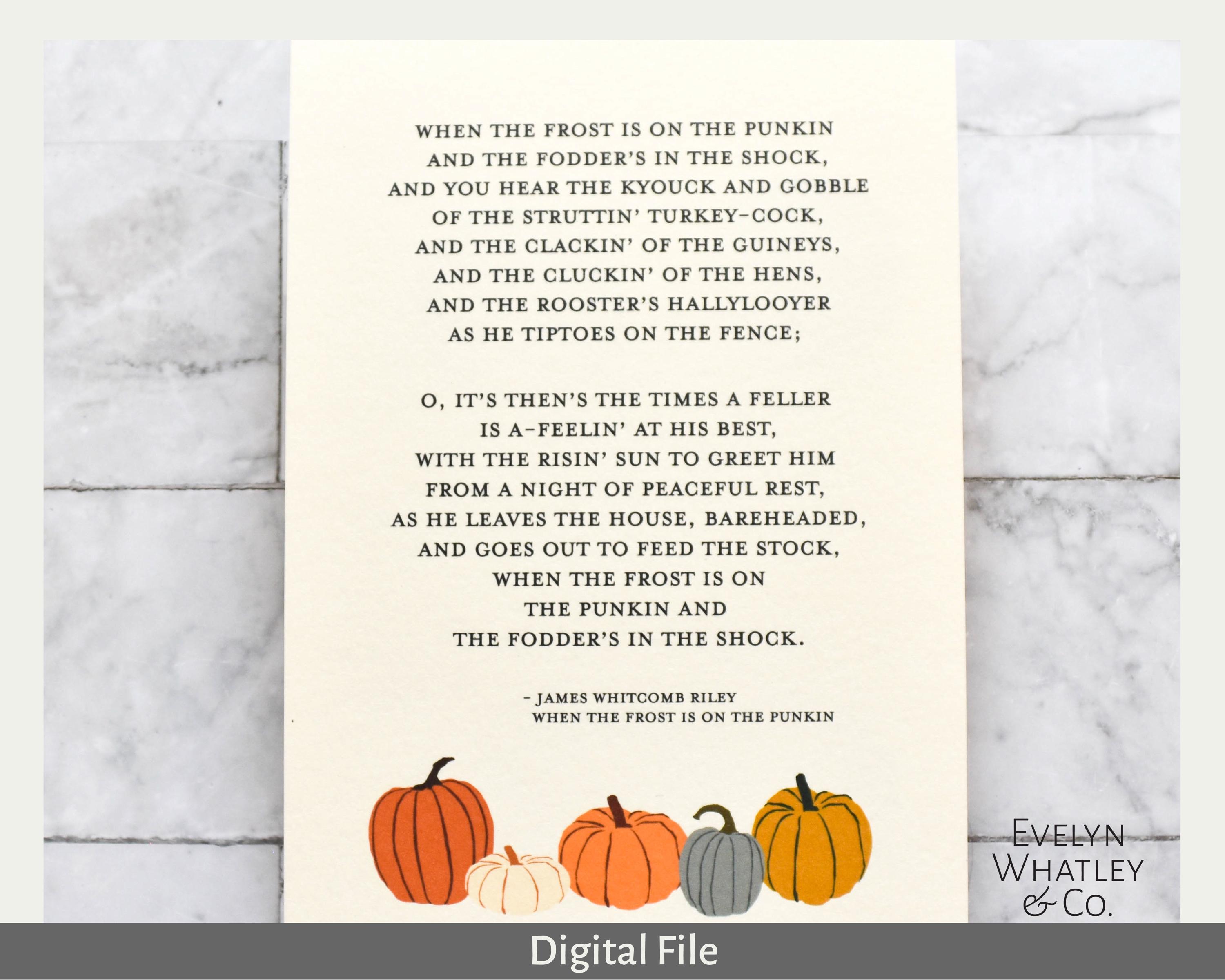 digital print - when the frost is on the punkin - etsy