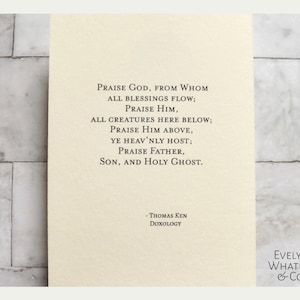 Hymn 'Doxology' - 5" X 7" Print Unframed