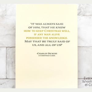 Christmas Carol Print - &#39;He Knew how to Keep Christmas Well&#39; - 5&quot; X 7&quot; Print Unframed