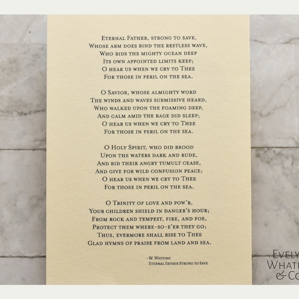 Hymn 'Eternal Father Strong to Save' - 5" X 7" Print Unframed