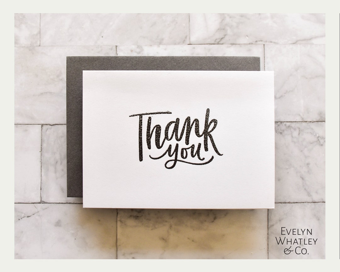 Embossed Thank You Cards Gray & White Blank Box Sets Etsy