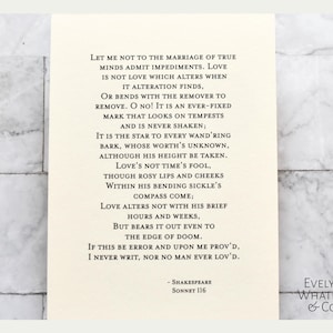 Shakespeare Sonnet 116  -  5&quot; X 7&quot; Print Unframed