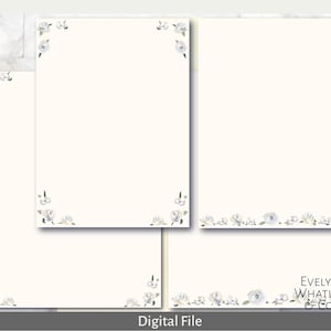 Archivo digital de invitación o membrete - Colección Floral Primaveral Algo Azul / 12,7 x 18,8 cm / 21,5 x 28 cm
