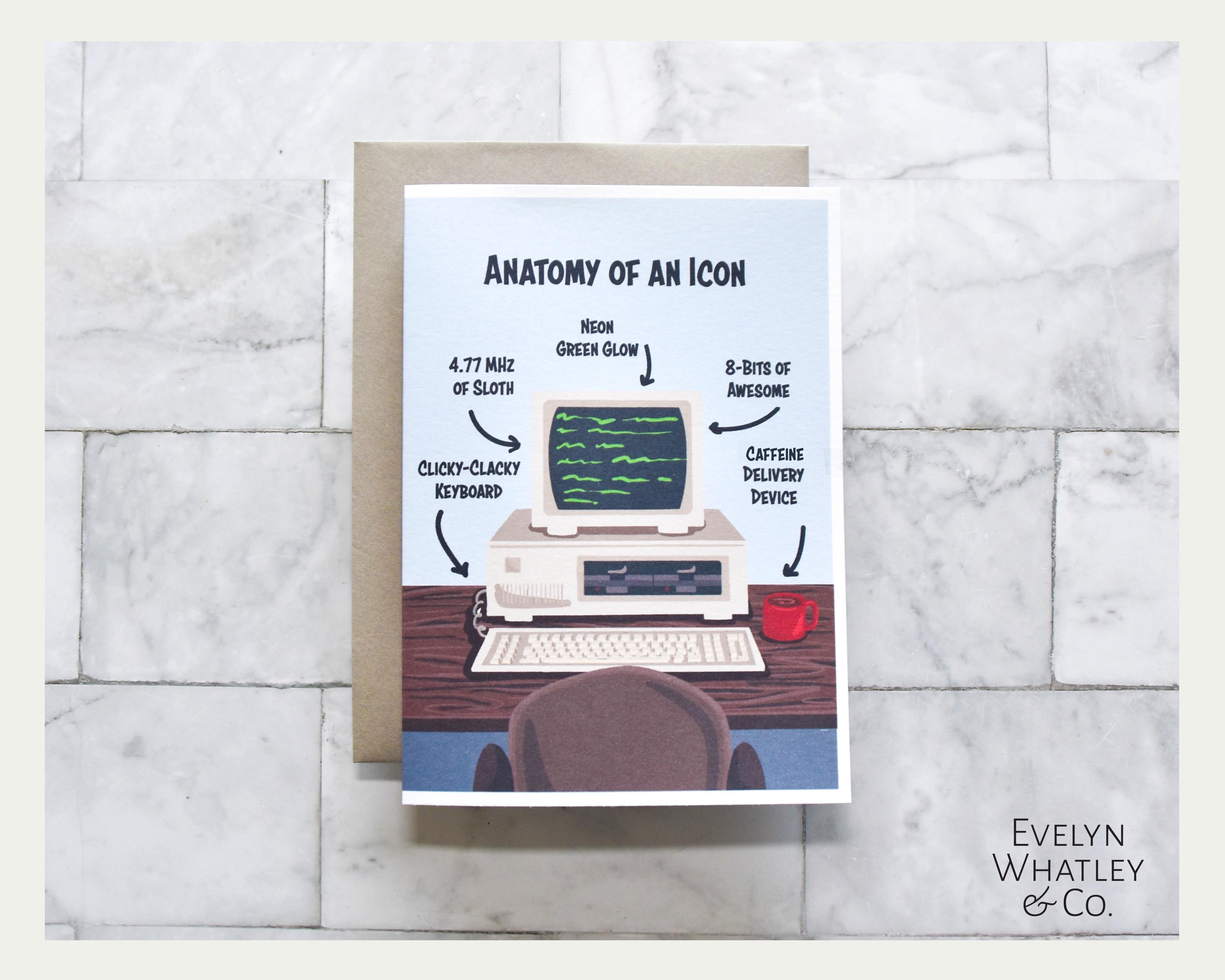 Retro Computer Birthday Card: 'anatomy of an Icon' - Etsy