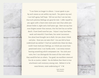 Captain Wentworth Letter Print: Jane Austen Persuasion, Cream Cardstock