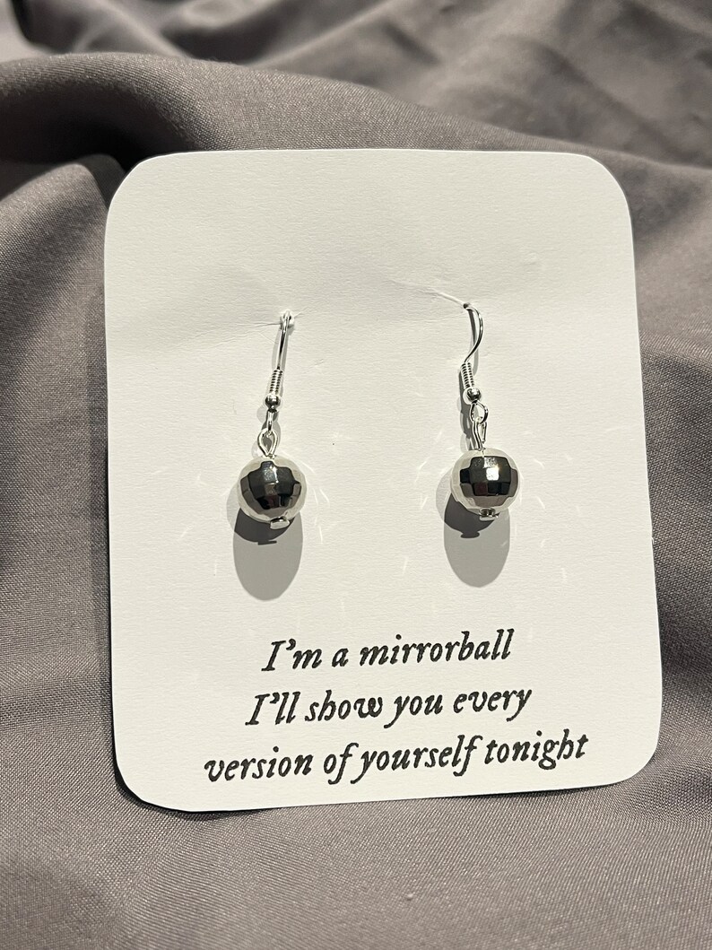 Mirrorball Silver Earrings Dangly Taylor Swift Folklore Eras Tour
