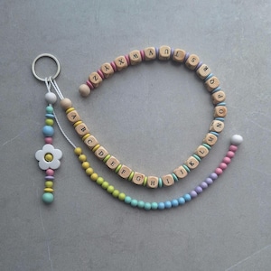 ABC- und Rechenkette Anhänger, Einschulung Geschenk, Erste Klasse, Einschulung Junge Mädchen, Personalisierbar, Regenbogenfarben